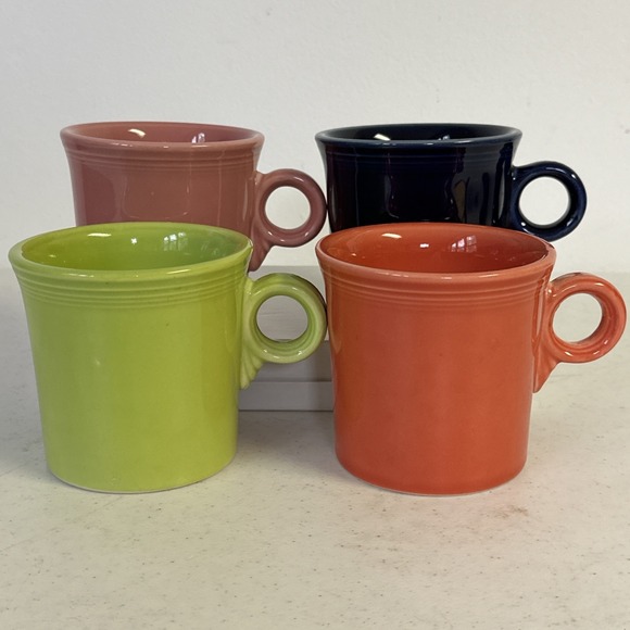 Fiestaware Other - Lot of 4 Fiesta Ware Mixed Colors Coffee Mugs Cups O Ring Handle HLC USA